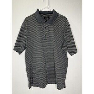 Greg Norman Polo Shirt Mens Large Gray with Stripes Play Dry Golf